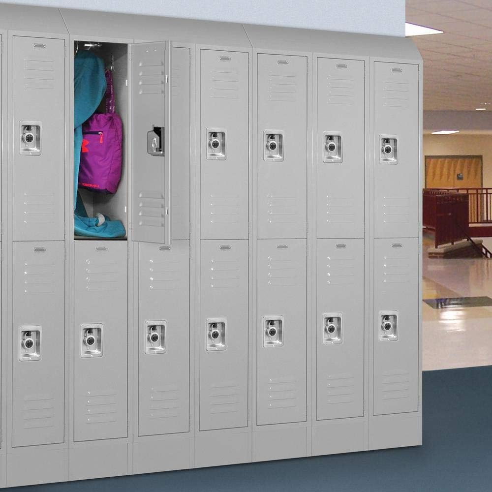 62352GY-U Unassembled Standard Metal Locker with Double Tier,Grey