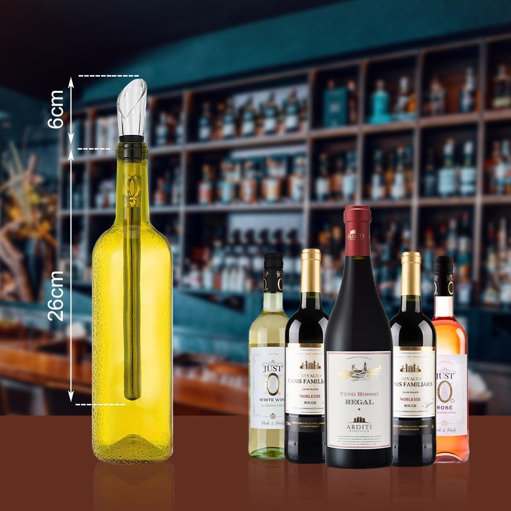 Wine Cooler, Portable Wine Bottle Chiller with Aerator Pourer, Stainless Steel, Wines Bottle Cooler Stick with Aerator Pourer, Wines Chiller Stick for White & Red 1pc