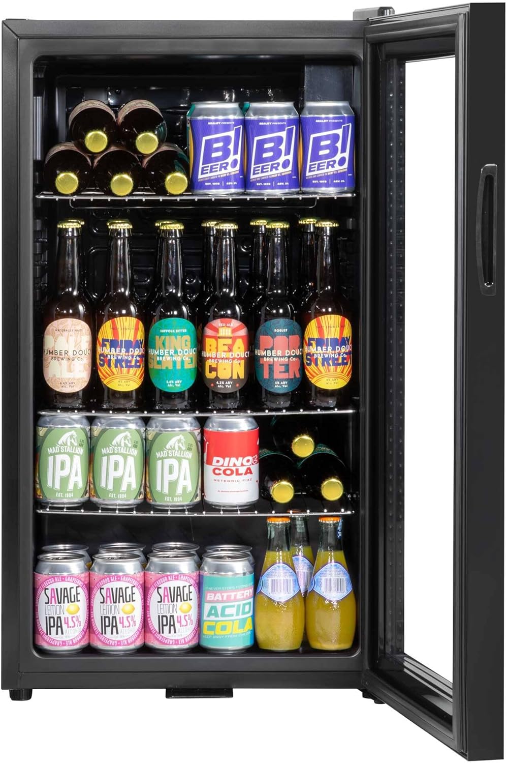 Baridi 85L Under Counter Drinks/Beer & Wine Cooler Fridge with Light, Black - DH13