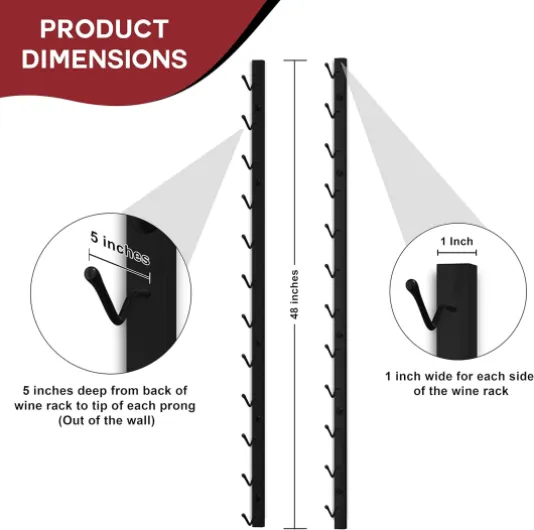 Wine Rack Wall Mounted, Premium Black 12 Bottle Wall Wine Rack, Metal Wine Rack for Wine Display, Wall Racks for Wine Storage, Hanging Wine Shelf for Home Bar, All Mounting Hardware Included