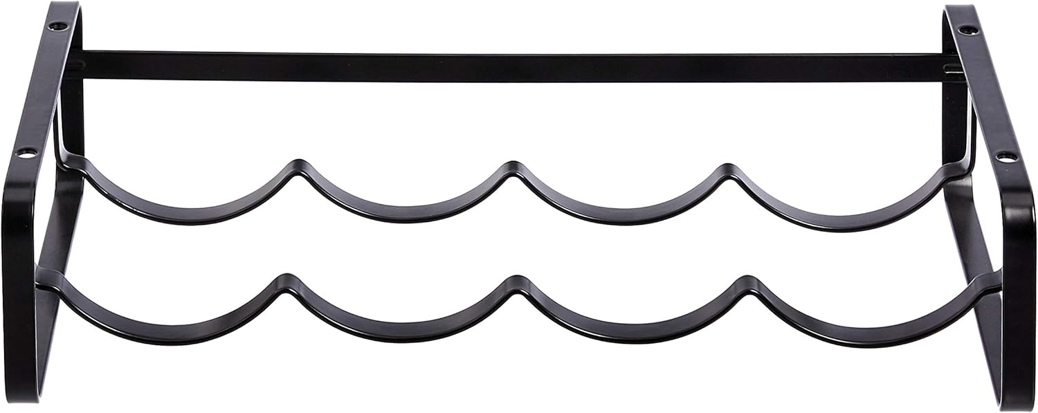 Tabletop Stackable 4-Bottle Metal Wine Rack, 3.74"D x 15.75"W x 7.87"H, Black 4 bottles
