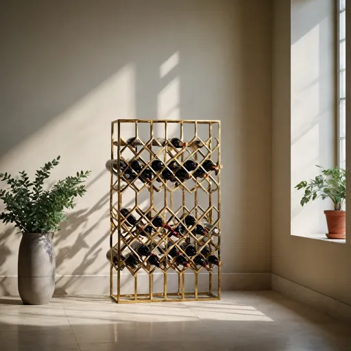A brass wine rack that elevates every bottle and every room