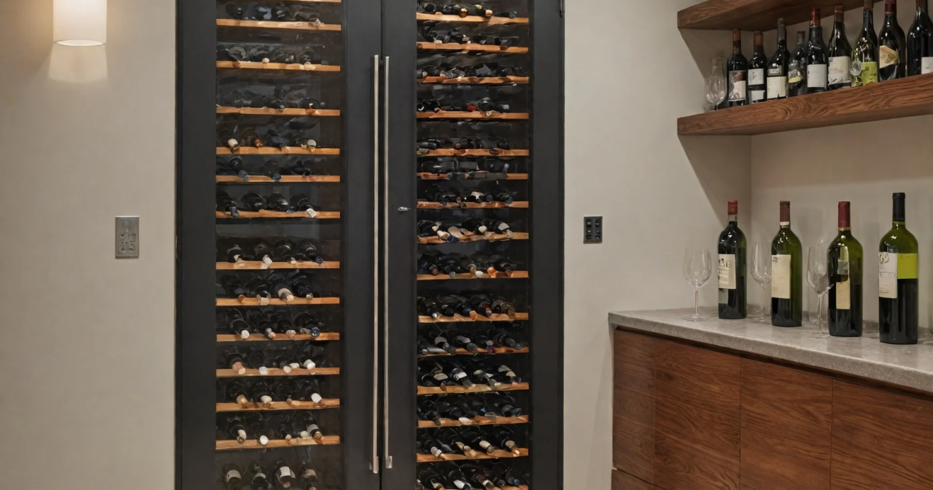 Elegant cable wine display racks for modern cellars and compact spaces