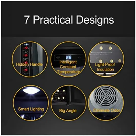 Electronic Wine Cooler, 8 Bottle Freestanding Wine Fridge, Mini Countertop Refrigerator with Digital Control and Glass Door for Home Bar