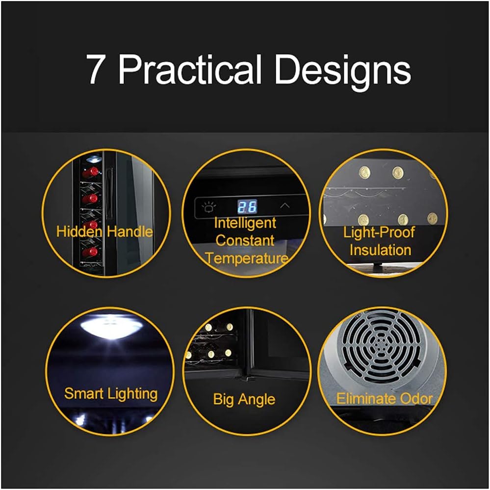 Wine Cooler - Freestanding Electronic Wine Fridge with Digital Control, Compact Home Bar Cellar with Glass Door