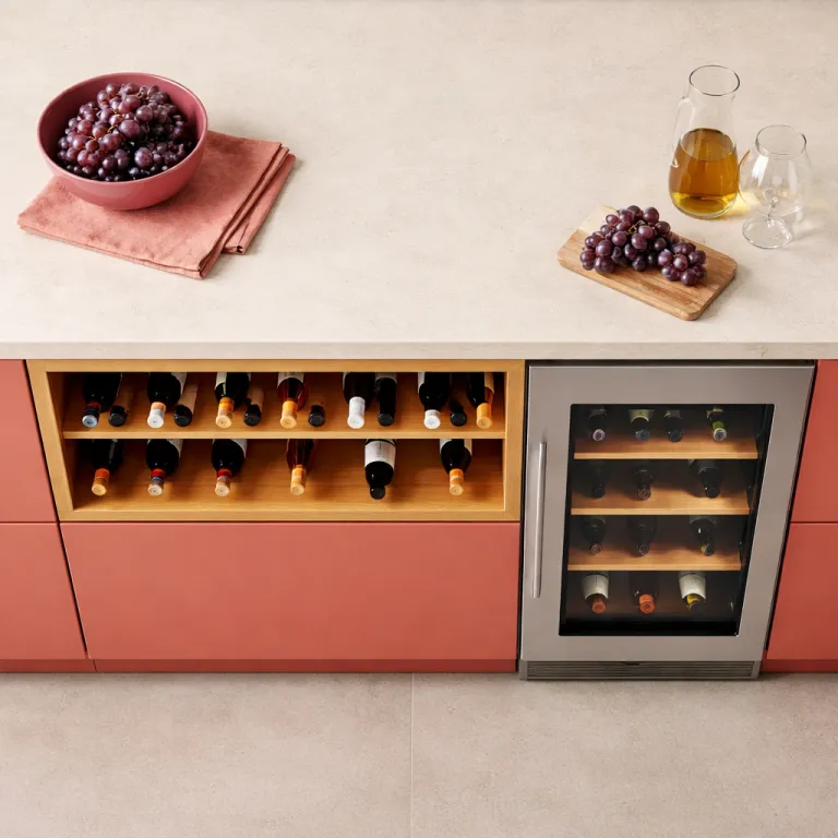 Elegant ways to integrate a wine rack in kitchen spaces