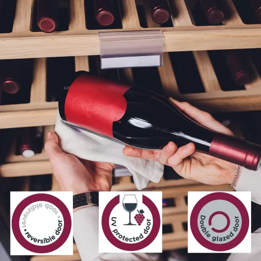 CWC600SS Freestanding Under Counter Fridge Cabinet 60cm Wine Cooler in Stainless Steel - 54 Bottle & 135 Litre Capacity - Sliding Shelves - Digital Temperature Control - Reversible Door