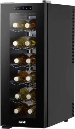 Baridi 12 Bottle Wine Fridge with Digital Touch Screen Controls, Metal Shelves & LED Light, Black - DH73 12 Bottles