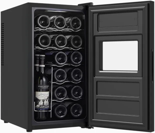 CWTE18BK Freestanding 18 Bottle Thermo Electric Wine Cooler and Chiller for Counter Top, Digital Temperature Control, Less Noise and No Vibration - In Black