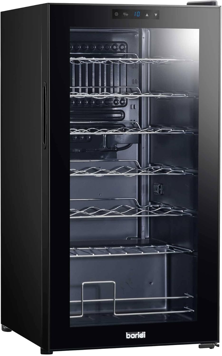 Baridi 28 Bottle Wine Fridge with Digital Touch Screen Controls & LED Light, Black - DH10 28 Bottles