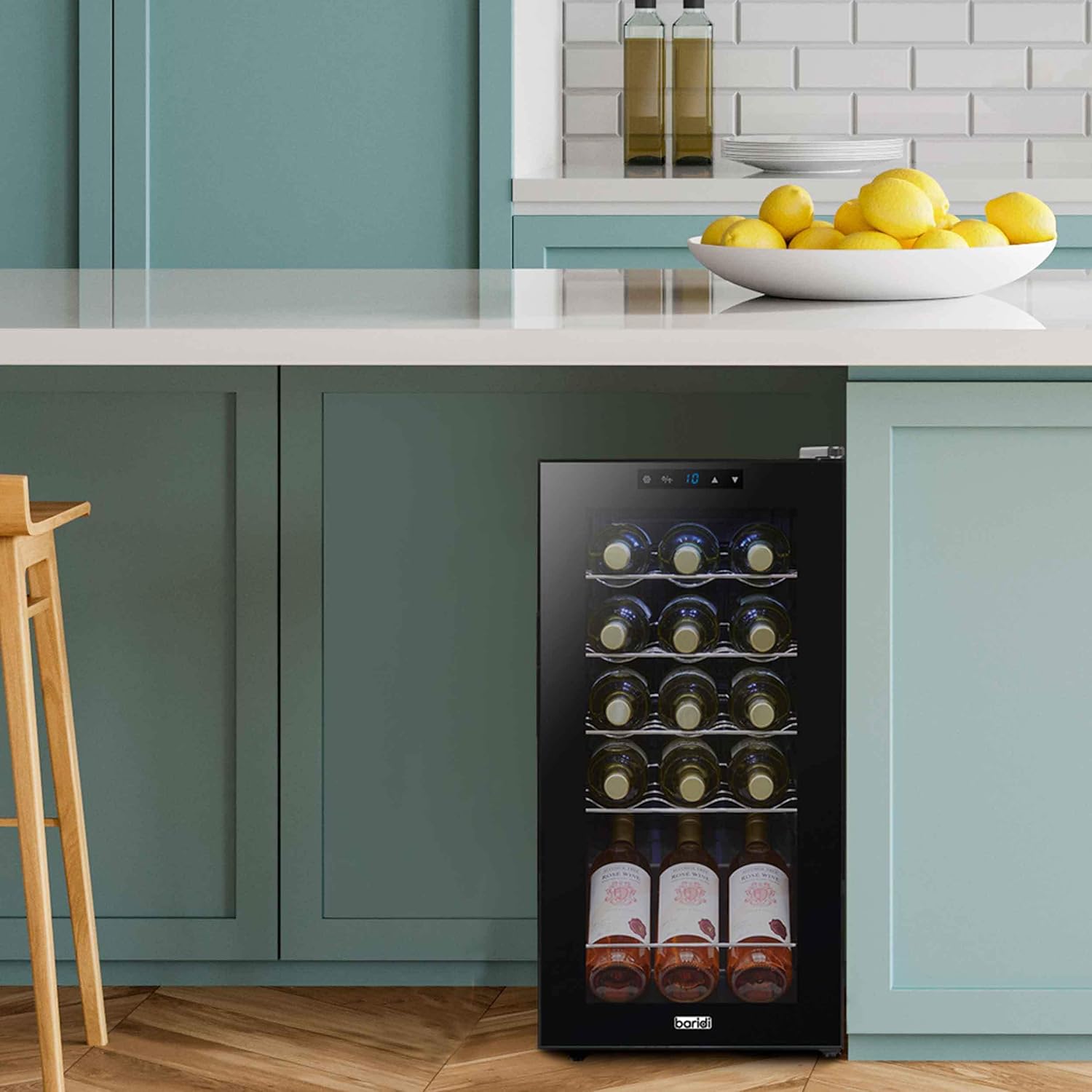 Baridi 15 Bottle Wine Cooler Fridge with Digital Touch Screen Controls & LED Light, Black - DH5 15 Bottles