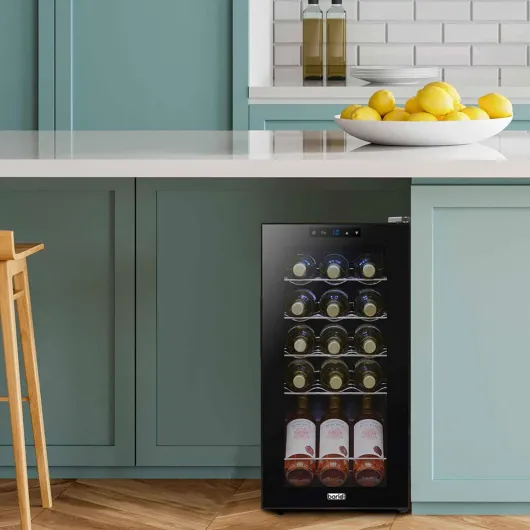 Baridi 15 Bottle Wine Cooler Fridge with Digital Touch Screen Controls & LED Light, Black - DH5 15 Bottles