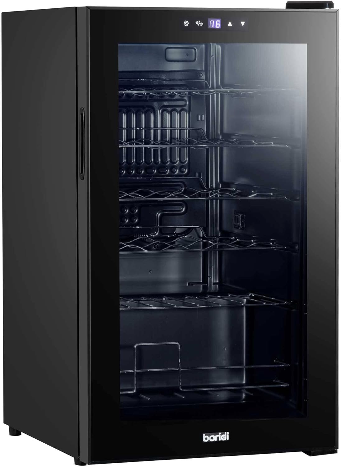 Baridi 24 Bottle Wine Cooler Fridge with Digital Touch Screen Controls & LED Light, Black - DH9 24 Bottles