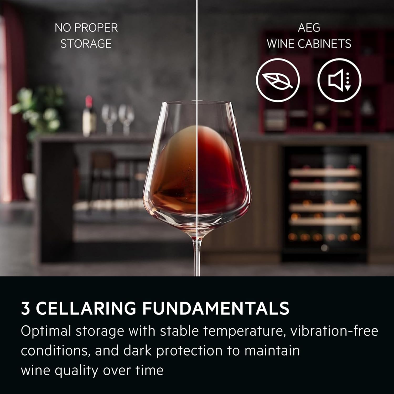 5000 Series Wine Cooler 82 cm / 52 Btl - Capacity, Integrated Under Counter Wine Fridge, AWS4052B5B, Extendable Wooden Shelves on Telescopic Runners, Cellaring 3 Fundamentals, Top LED Illumination 52 Bottles - 82 cm Black