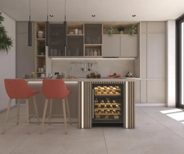 Integrated 60cm Wine Cooler, 46 Bottle Capacity, Dual Temperature Zone, Black - HWCB 60 UK/1