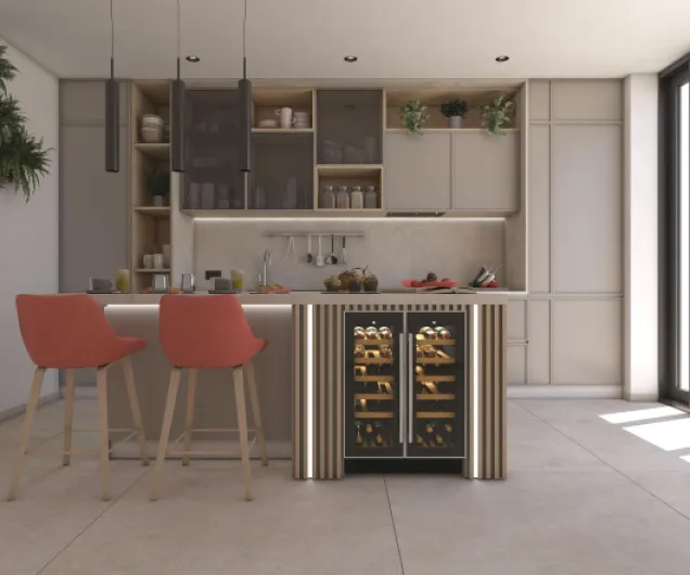 Integrated 60cm Wine Cooler, 38 Bottle Capacity, Dual Temperature Zone, Black - HWCB 60D UK/1
