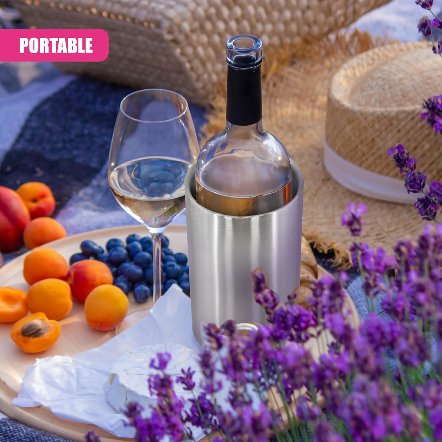 Stainless Steel Champagne & Wine Cooler - Double-Walled Ice Bucket, Elegant Brushed Finish Bottle & Beer Cooler for Parties, Versatile Gift for Hosts, 12x18 cm, Silver 18 cm x 12 cm
