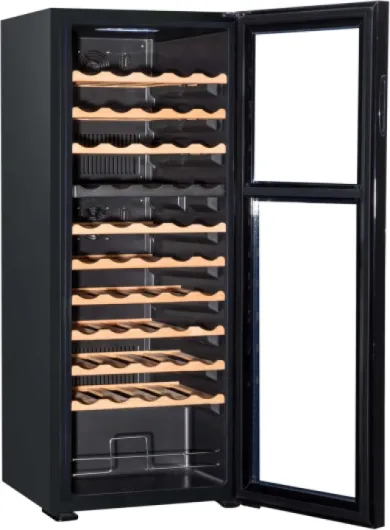 Baridi 55 Bottle Dual Zone Wine Fridge with Digital Touch Screen Controls, Beech Wood Shelves & LED Light, Black - DH93 55 Bottles