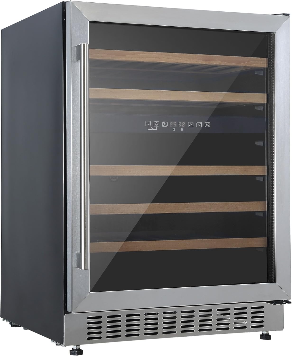 CWC605SS Freestanding Undercounter Fridge Cabinet 60cm Wine Cooler, 54 Bottle, 135L Capacity, with Digital Temperature Control and Reversible Door - in Stainless Steel