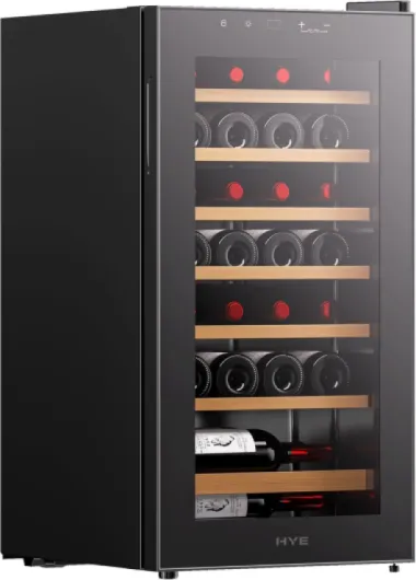 Wine Cooler - Wine Fridge With 28 Bottle/88L Storage, 43CM Width, Wooden Shelves, LED Top Lighting, Temperature Range Adjustment, 40 dB Operation, Perfect For Collectors - RF01WC28B31 28 Bottles