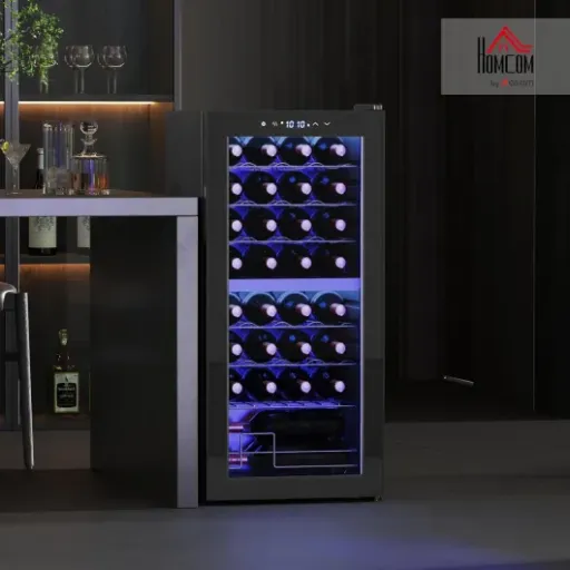 HOMCOM 32 Bottle Wine Cooler Review: a quiet dual-zone fridge that does the job without costing a fortune