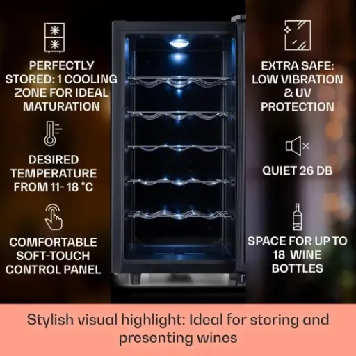 KLARSTEIN Bellevin 18 Bottle Wine Cooler Review: quiet compact chiller with a few annoying quirks