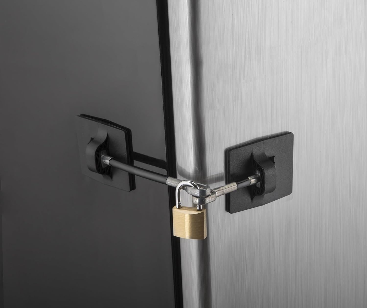 Computer Security Products Refrigerator Door Lock with Padlock, Black Black With Keyed Padlock