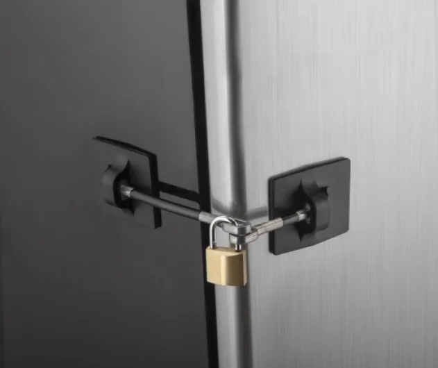 Computer Security Products Refrigerator Door Lock with Padlock, Black Black With Keyed Padlock