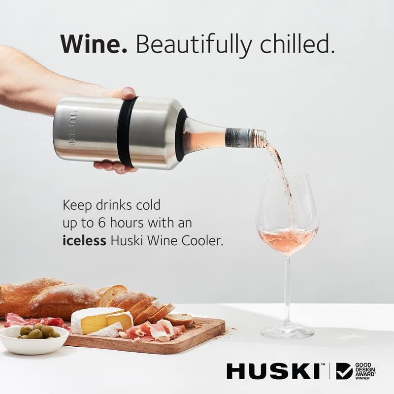 Wine Cooler - Award-winning ice-free design - Keeps wine cold for up to 6 hours - New Wine Accessory - Fits Select Champagne Bottles (White) Fits most 750ml wine and some champagne bottles White
