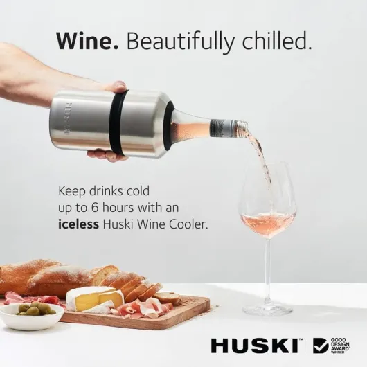Wine Cooler - Award-winning ice-free design - Keeps wine cold for up to 6 hours - New Wine Accessory - Fits Select Champagne Bottles (White) Fits most 750ml wine and some champagne bottles White