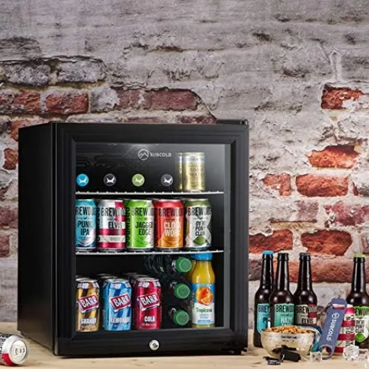 Subcold Super50 LED – Mini Fridge Black - 50L Beer, Wine & Drinks Fridge - LED Light + Lock & Key - Energy Efficient (Black)