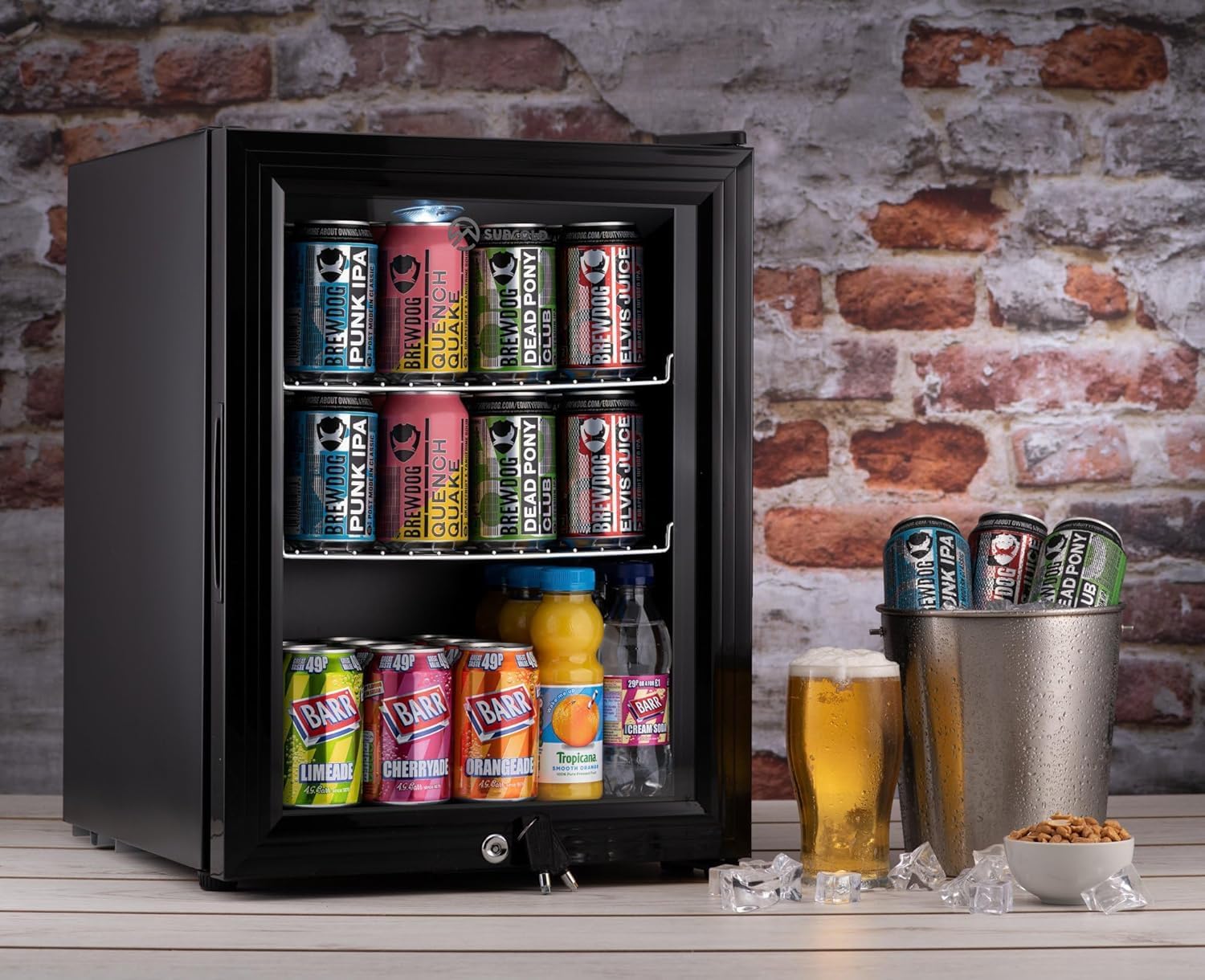 Subcold Super35 LED Mini Fridge - 35L Table-Top Beer, Wine & Drinks Fridge - Energy Efficient with Dual-Glazed Glass Door - Black Black New