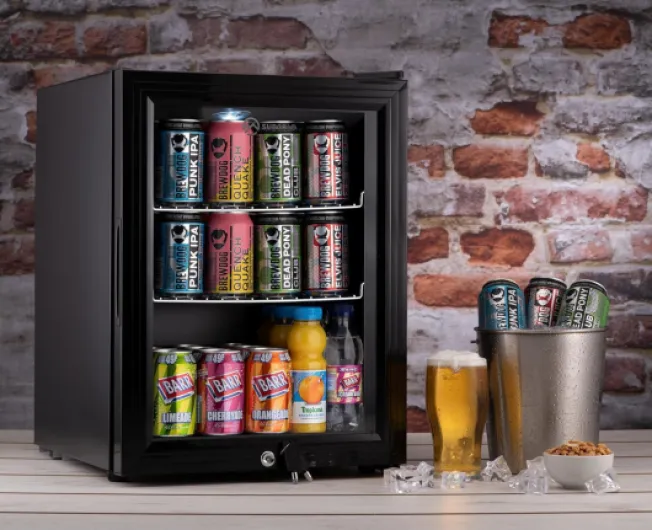 Subcold Super35 LED Mini Fridge - 35L Table-Top Beer, Wine & Drinks Fridge - Energy Efficient with Dual-Glazed Glass Door - Black Black New