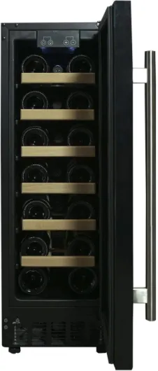 WC30BL Undercounter Wine Cooler Fridge, 59L 19 Bottle Capacity, LED Light, Black Wine Cooler - Black - 19 Bottle