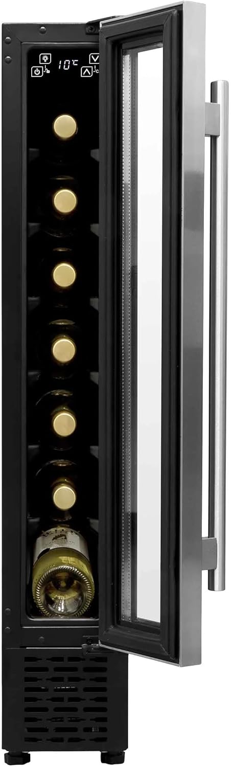 Baridi 7 Bottle Extra-Slim Undercounter Wine Fridge with Digital Touch Screen Controls, Stainless Steel - DH77 7 Bottles